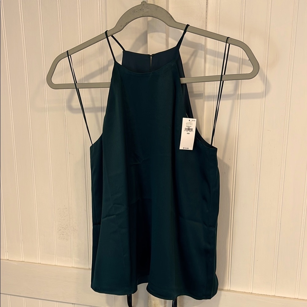 Banana Republic 100% silk Elegant, emerald green, halter Top size XXS